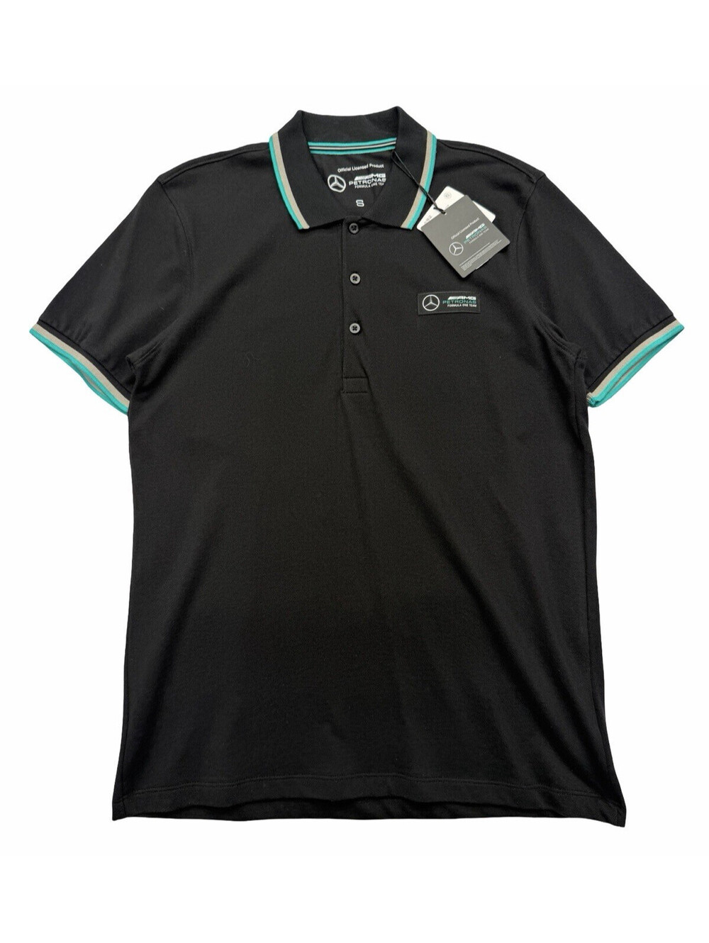 Mercedes AMG Petronas Formula One Team F1 Polo Shirt Black Size S